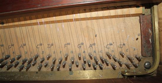 An early 19th century mahogany and satinwood banded double harpsichord, by John Broadwood, L.7ft 11in.